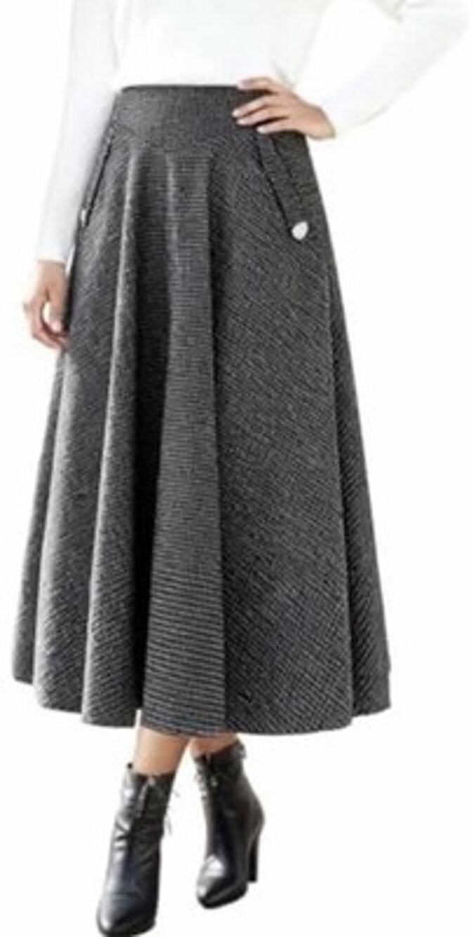 High Waisted Medium Shaping A-Line Wool Blend Midi Skirt Women’s M